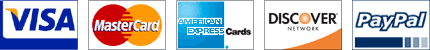 We proudly accept AmericanExpress, Visa, MasterCard, Discover, and Paypal
